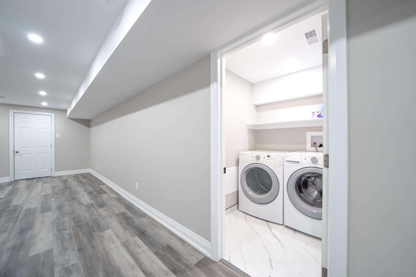 Open-Concept Basement Suite, Oshawa: Laundry room with washer and dryer