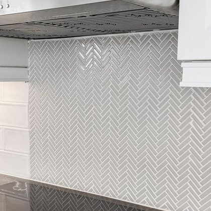 Grey glossy subway tile