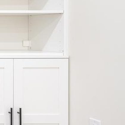 White built-in cabinets