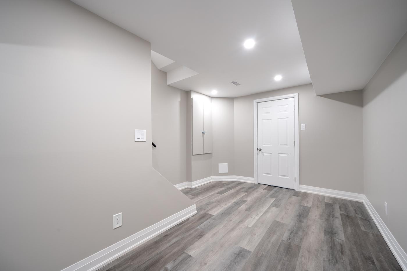 Open-Concept Basement Suite, Oshawa: Hallway with doors to the bedrooms