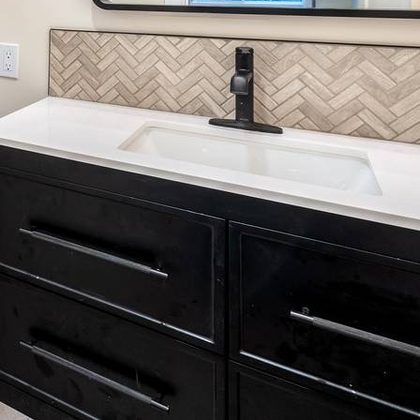 Dark vanity, black hardware