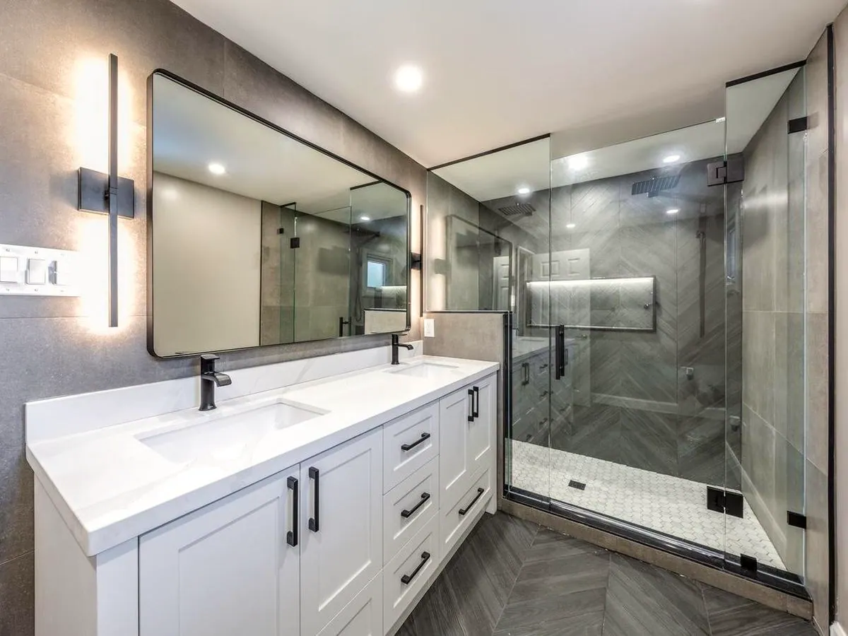 Moody spa: chevron porcelain tile